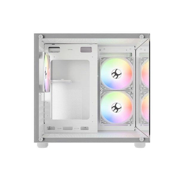 Gabinete Aquario BG-064 Pure Pro Branco Blucase 3 Fans Rainbow Vidro USB 3.0 M-ATX ITX