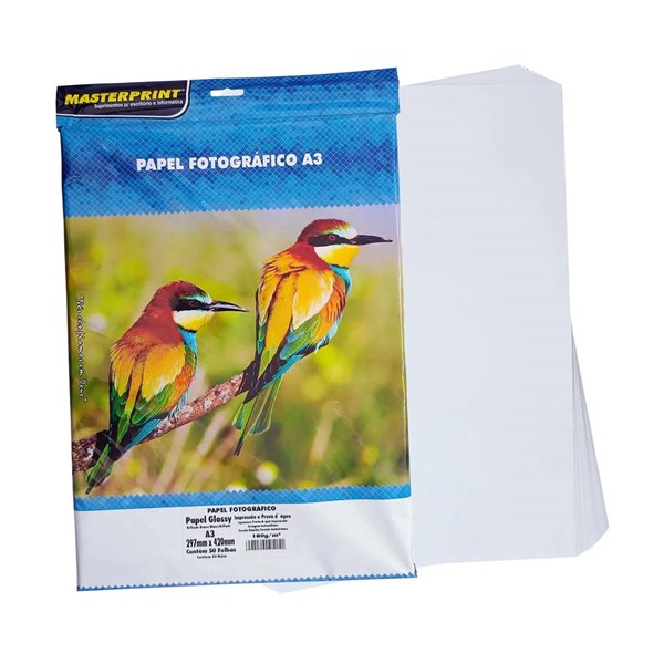Papel Fotografico A3 Glossy 180G 50 Folhas - Masterprint