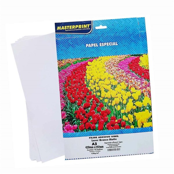 Vinil Laser A3 Adesivo Branco Matte 135G 10Folhas - Masterprint