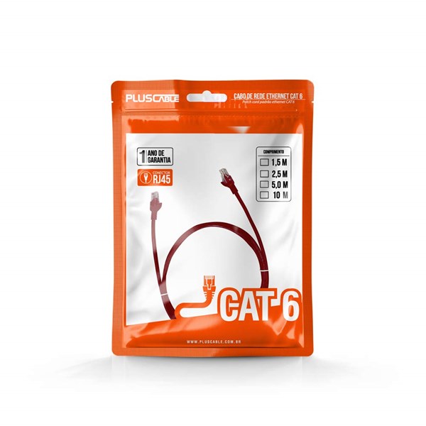 PATCH CORD CAT.6 Vermelho Plus Cable 2,5 Metros