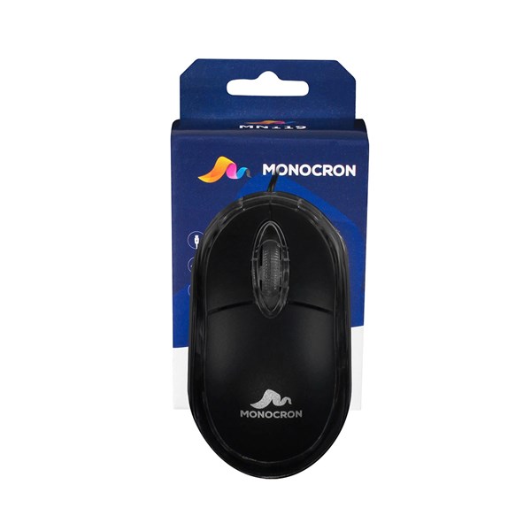 Mouse MN119 Preto 1000 DPI Com Fio Monocrom