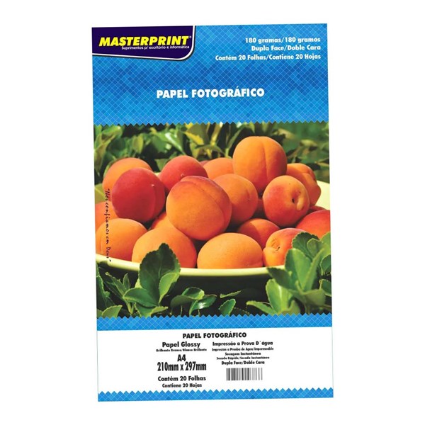 Papel Fotográfico A4 Glossy 180G Dupla Face 20 Folhas - Masterprint