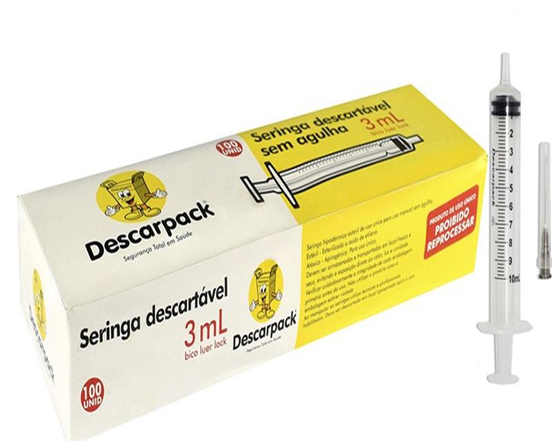 SERINGA DESC. 3ML S/AG LUER SLIP DESCARPACK