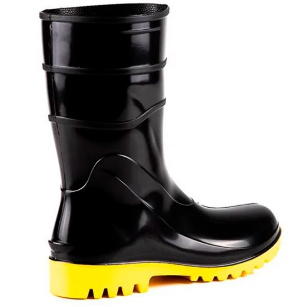 Bota De Pvc  Cano Médio Preto/Amarelo Sem Forro - Bracol  | CA- 38200