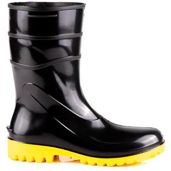 Bota De Pvc  Cano Médio Preto/Amarelo Sem Forro - Bracol  | CA- 38200