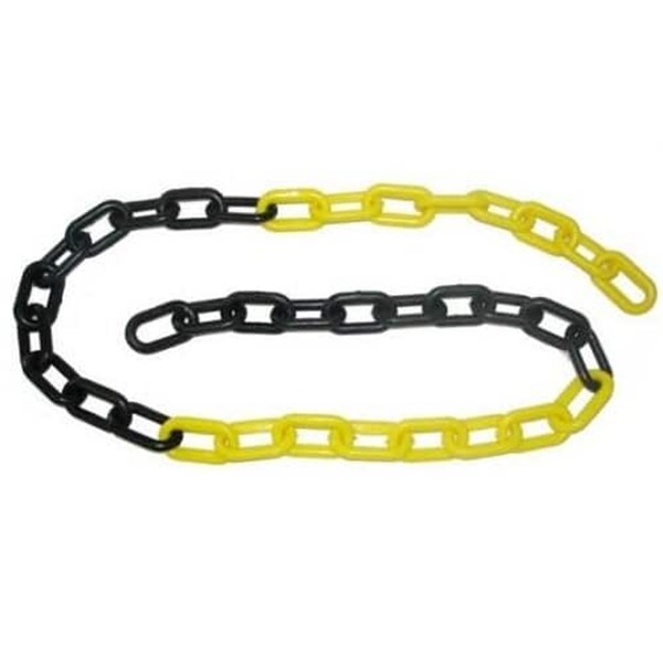 Corrente Sinalização Elo Pequeno Preto/Amarelo 37x20x6mm - Plastcor