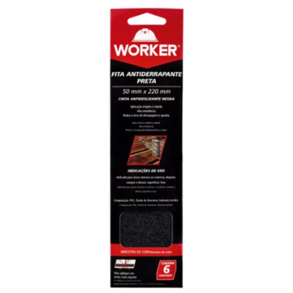 Fita Antiderrapante 6 Fitas 50mmx220mm Pr - Worker