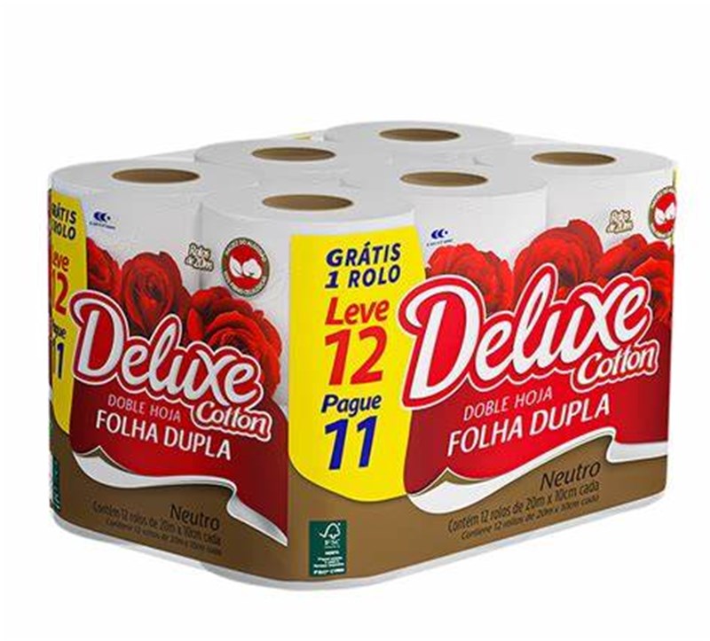 PAPEL HIGIENICO FOLHA DUPLA 12X20M DELUXE COTTON