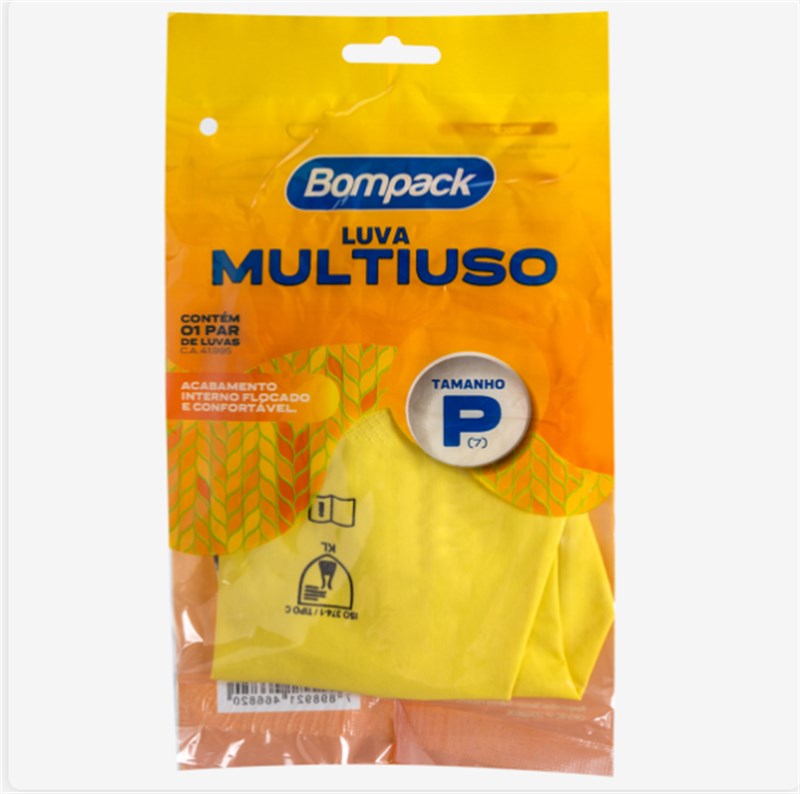 LUVA MULTIUSO P/LIMPEZA AMARELA P BOMPACK