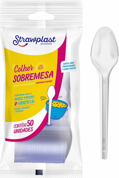 COLHER DESCARTAVEL SOBREMESA 50UN STRAWPLAST