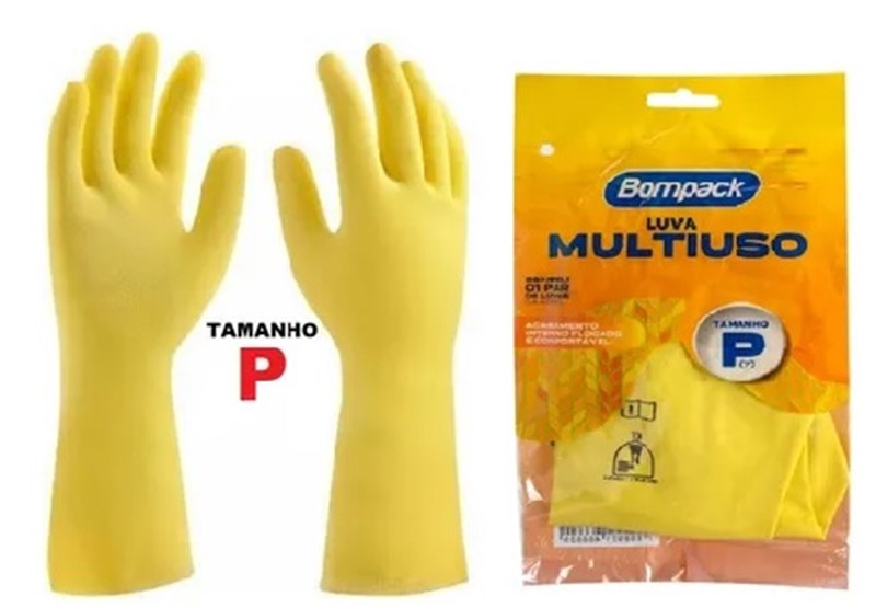 LUVA MULTIUSO P/LIMPEZA AMARELA P BOMPACK