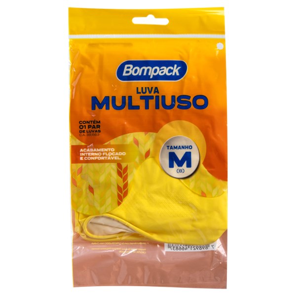 LUVA MULTIUSO P/LIMPEZA AMARELA M BOMPACK