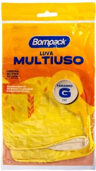 LUVA MULTIUSO P/LIMPEZA AMARELA G BOMPACK