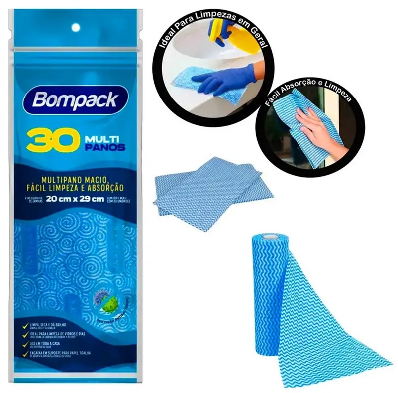 PANO MULTIUSO AZUL 20X29CM C/30UN BOMPACK