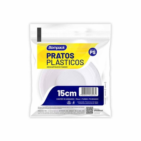 PRATO SOBREMESA PS BRANCO 10X15CM BOMPACK