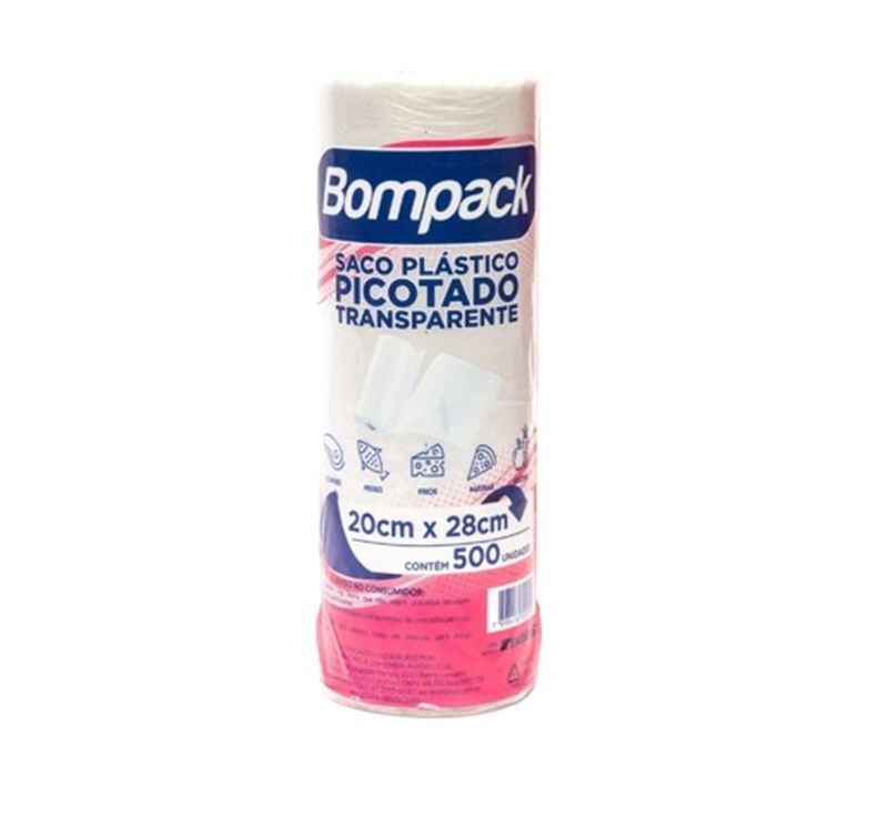 BOBINA PICOTADA FUNDO RETO 20X28CM C/500UN BOMPACK