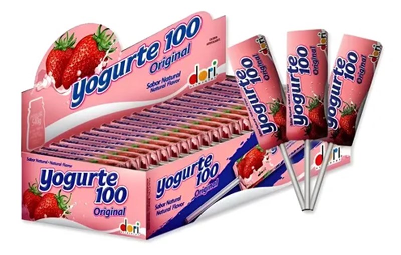 PIRULITO MASTIGAVEL YOGURTE 100 MORANGO DORI 50UN