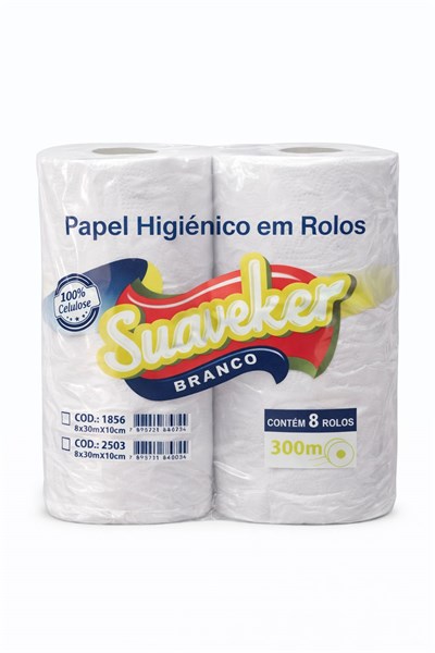 PAPEL HIGIENICO 300M 8UN FOLHA SIMPLES SUAVEKER LUXO
