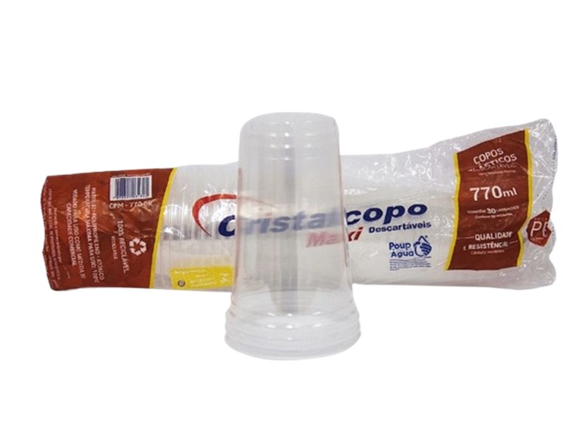COPO DESCARTAVEL LISO PP TRANSP 30X770ML CRISTALCOPO