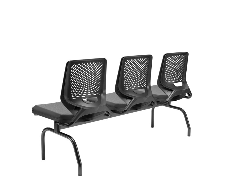 LONGARINA BEEZI 03 LUGARES ASSENTO PRT VINIL ENCOSTO PRT ESTRUTURA PRT