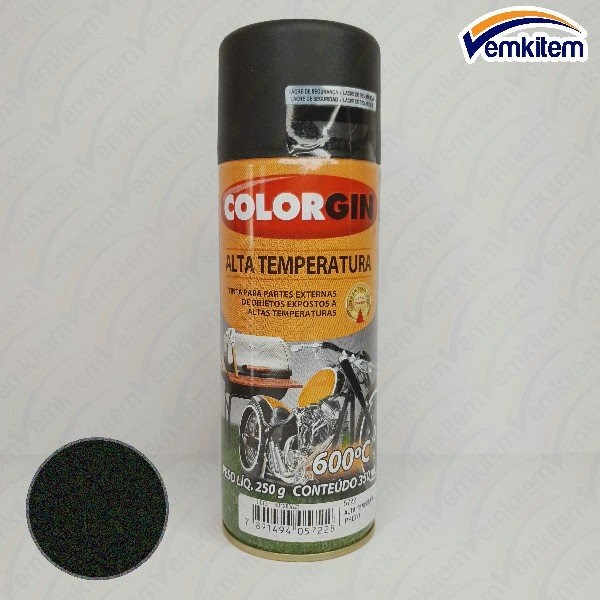 TINTA SPRAY PRETO FOSCO ALTA TEMPERATURA 350ML COLORGIN