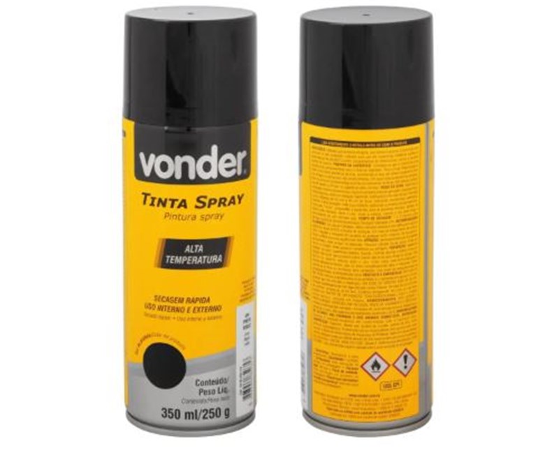 TINTA SPRAY PRETO FOSCO ALTA TEMPERATURA  250G 350ML VONDER