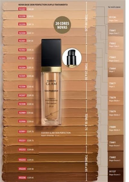 EUDORA GLAM BASE LIQUIDA SKIN PERFECTION COLAGENO E HIALURONICO FPS25 COR20 30ML