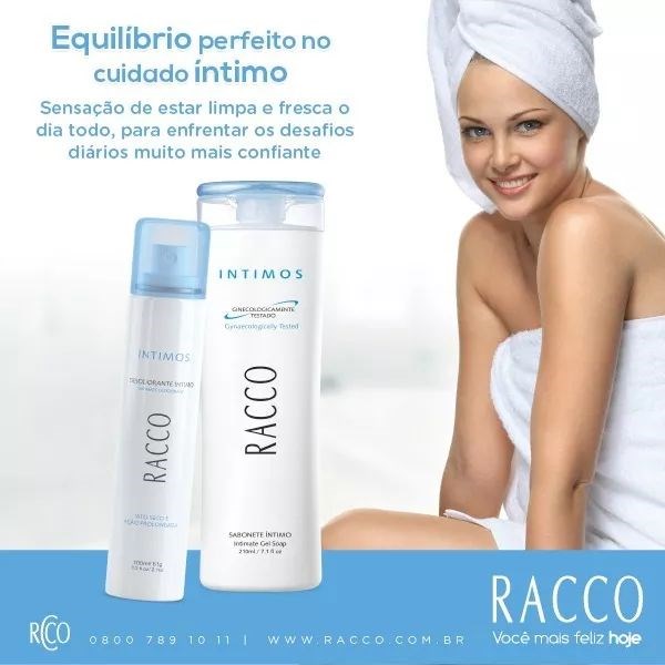KIT RACCO COM 1 DESODORANTE INTIMO JATO SECO 100ML + 1 SABONETE LIQUIDO INTIMO 210ML