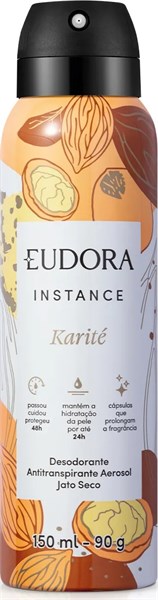 EUDORA INSTANCE DESODORANTE ANTITRANSPIRANTE AEROSSOL JATO SECO KARITE 150ML