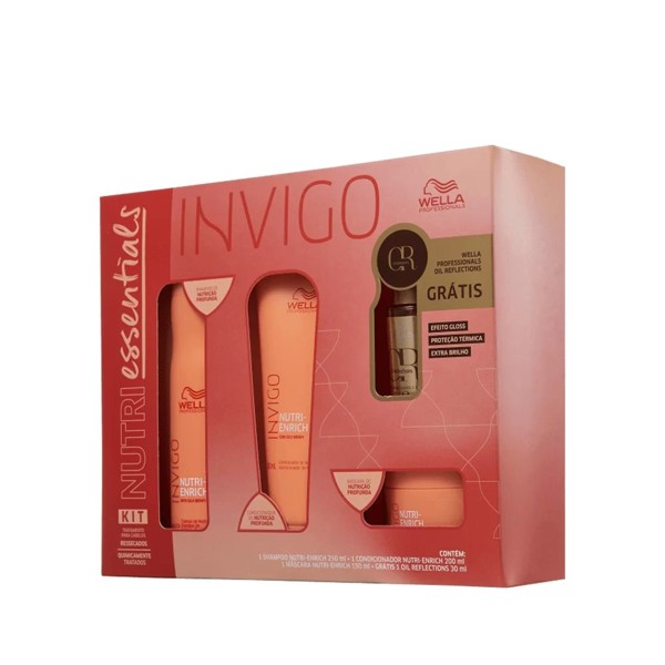 KIT WELLA INVIGO NUTRI ENRICH 1 SHAMPOO 250ML + 1 CONDICIONADOR 200ML + 1 MASCARA 150ML + GRATIS 1 OIL REFLECTION 30ML