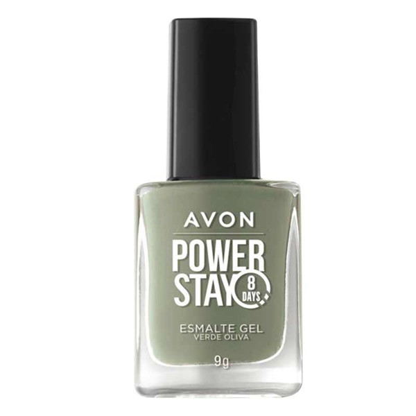 AVON POWER STAY ESMALTE GEL VERDE OLIVA 9G