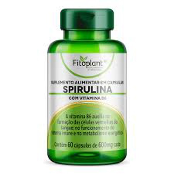 SPIRULINA E VITAMINA B6 - 600MG 60 CAPS-FITOPLANT