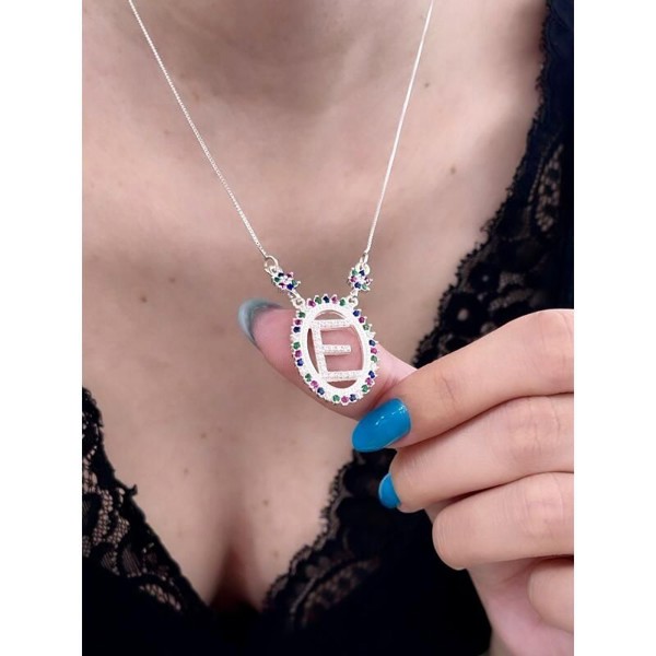 COLAR LETRA E BORDA ZIRCONIA CIGANINHA   COLAR LETRA E BORDA ZIRCONIA CIGANINHA   C3547   C3547   C3547