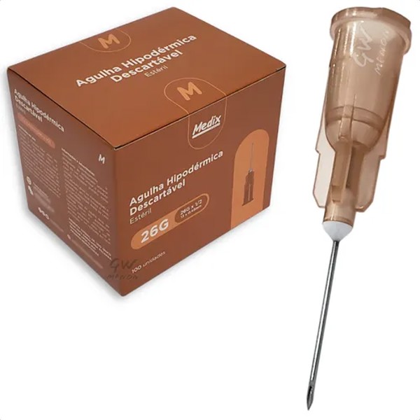 Caixa agulha Medix 26G	13 x 0,45	1/2"	Marrom