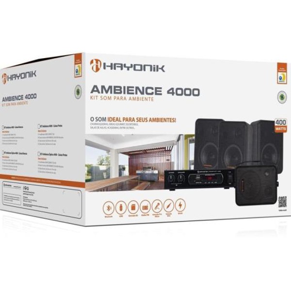 Kit de Som Para Ambiente Hayonik Ambience 4000 V2 Preto