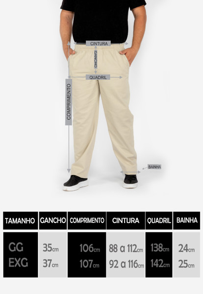 Calça Macaw 7563 Bege Plus Size Sarja