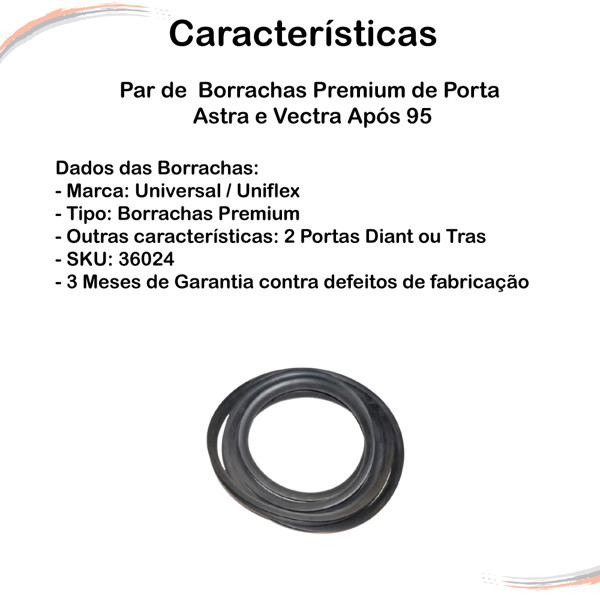 Par De  Borrachas Premium De Porta Astra Vectra Após 95 - UN / 2