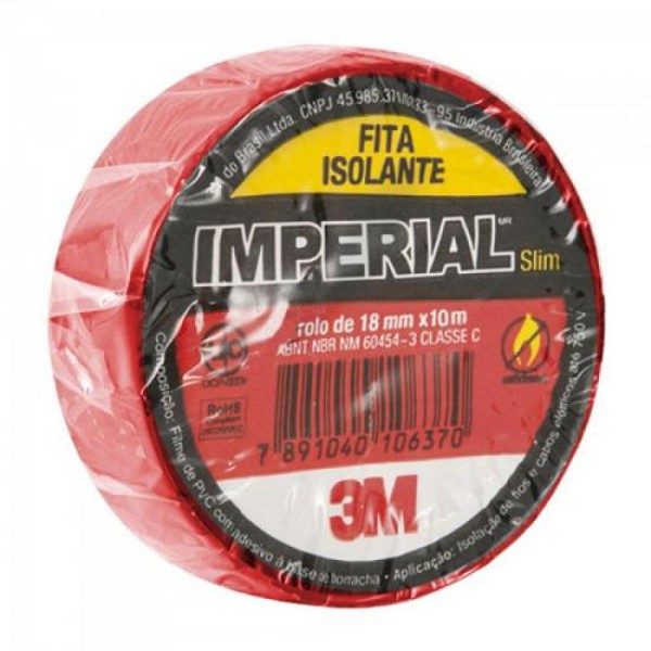 Fita Isolante 18mm X 10m Vermelha 3m Imperial - PCT / 10