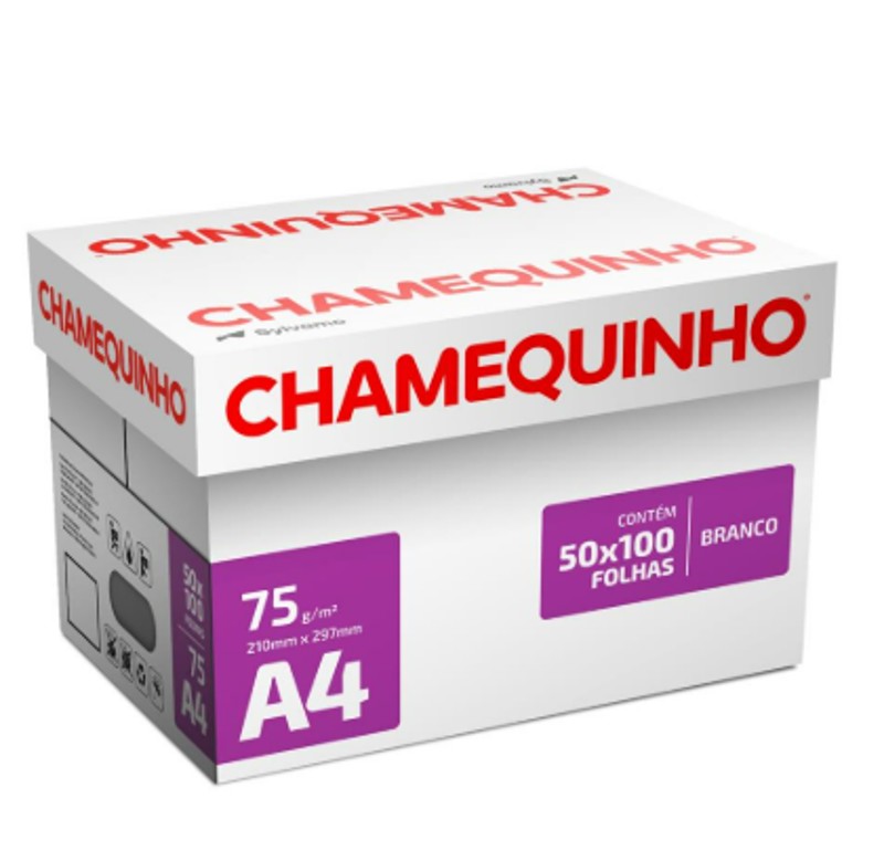 Papel Sulfite A4 Chamequinho 75 g com 100 fls. Branco - Chamex