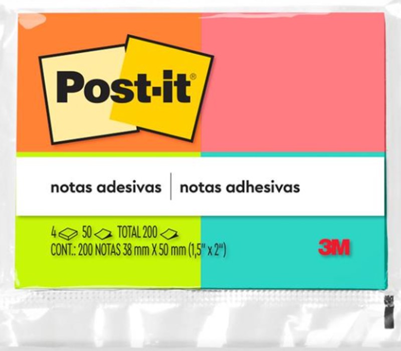 Bloco de Recado Post-It 653 38 mm x 50 mm 200 fls. Tropical - 3M