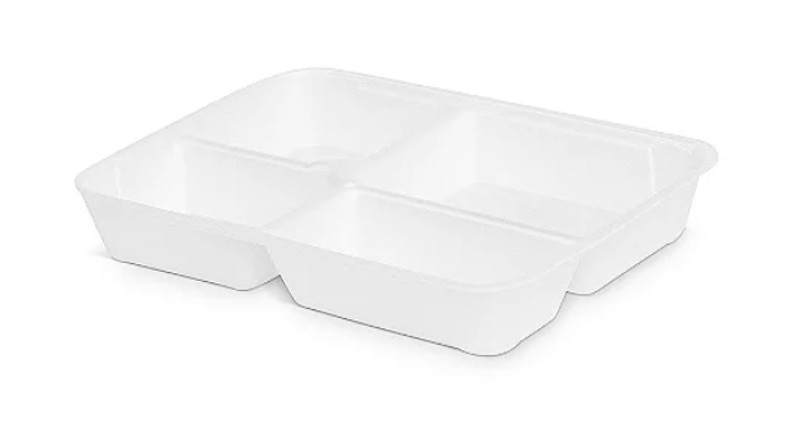 Embalagem EPS HF-100/4 Divisórias Funda Branca c/ tampa - 100 UNIDADES