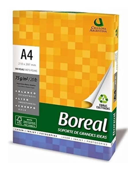 Papel Sulfite A4 75g/m² Branco Boreal | 500 folhas 