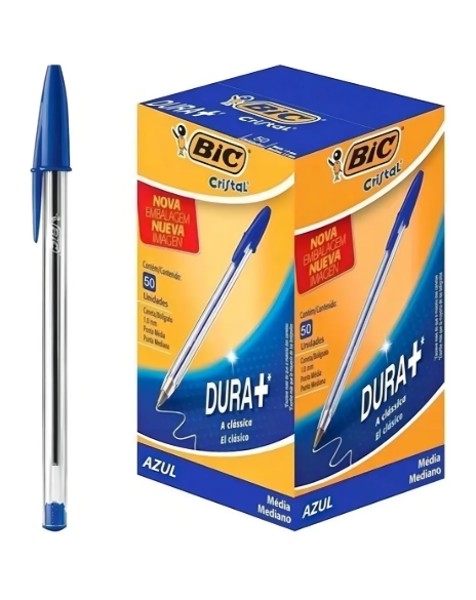 Caneta Esferográfica Bic Cristal Média - Caixa 50 UNIDADES Azul