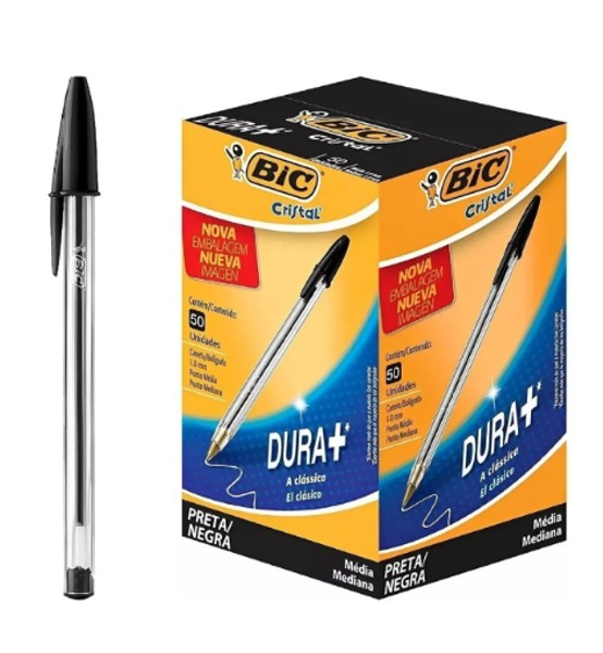 Caneta Esferográfica Bic Cristal Média - Caixa 50 UNIDADES Preto