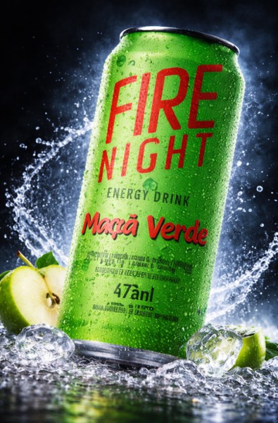 Energético Fire Night MAÇA VERDE, Lata 473ml x 6un.