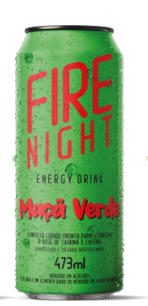 Energético Fire Night MAÇA VERDE, Lata 473ml x 6un.