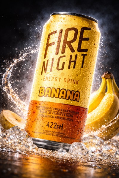 Energético Fire Night BANANA, Lata 473ml x 6un.
