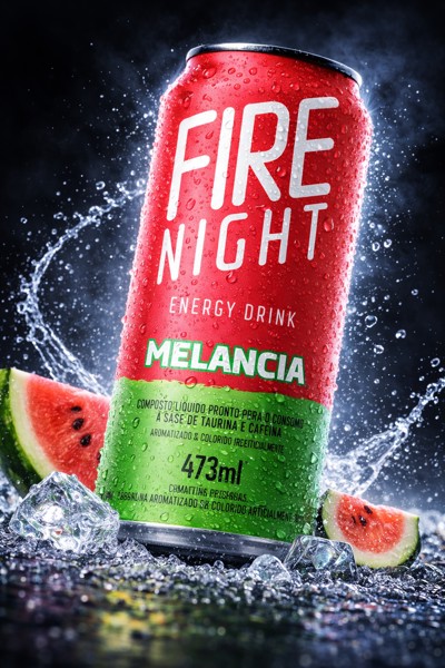 Energético Fire Night MELANCIA, Lata 473ml x 6un.