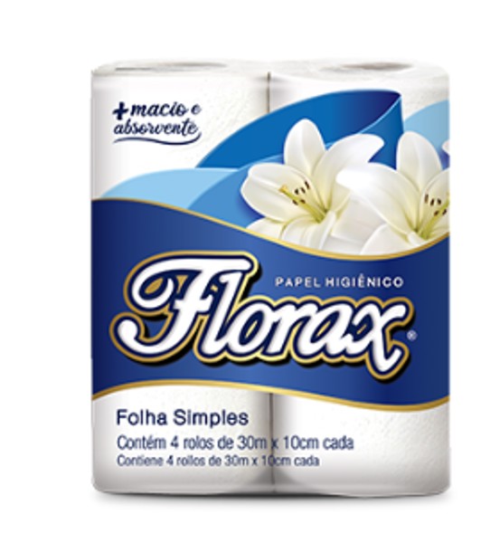 Papel Higiênico PCT 4 rolos 10cmx3m Simples| Florax