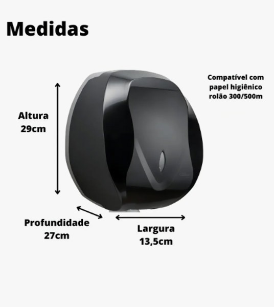 Dispenser Suporte Preto, Papel Higiênico Rolão | Velox Premisse